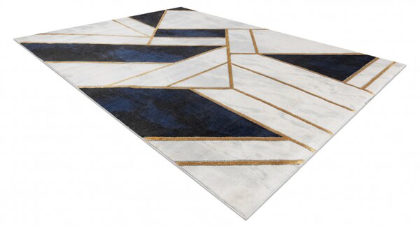 Makro Abra Kusový koberec EMERALD 1015 Luxusní mramor geometrický moderní krémový modrý zlatý Rozměr: 120x170 cm