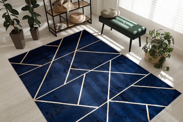 Makro Abra Kusový koberec EMERALD 1012 Luxusní geometrický moderní modrý zlatý Rozměr: 80x150 cm