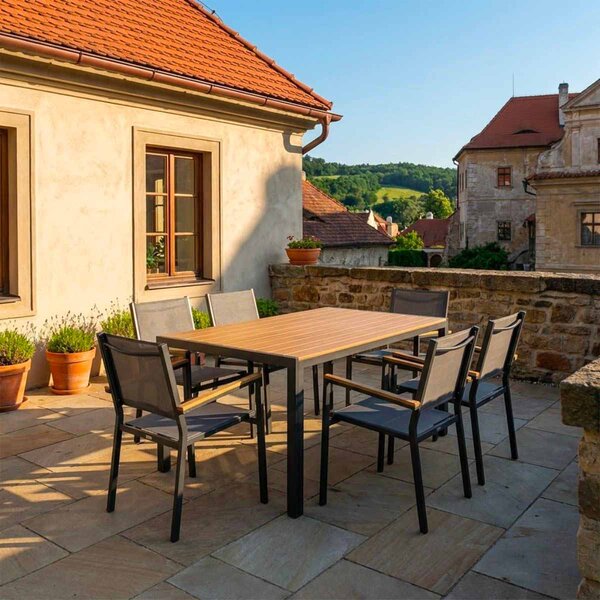 Vikio Zahradní jídelní set 150x90 pro 6 osob AZS155P-6 přírodní