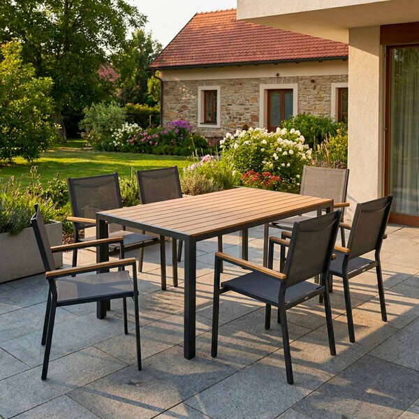 Vikio Zahradní jídelní set 150x90 pro 6 osob AZS155P-6 přírodní