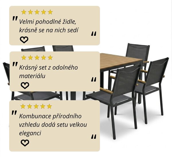 Vikio Zahradní jídelní set 150x90 pro 6 osob AZS155P-6 přírodní