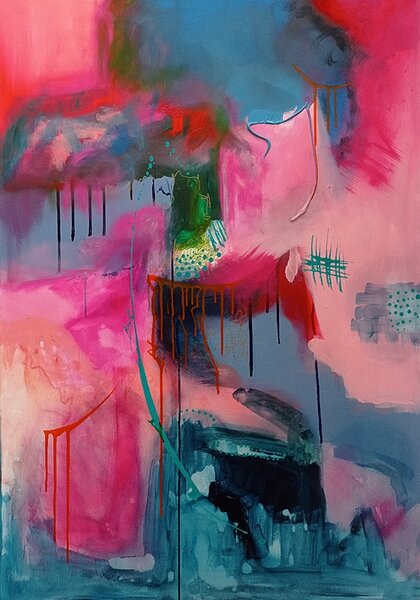 Ručně malovaný obraz od Tereza Jacob - "07022022", rozměr: 70 x 100 cm