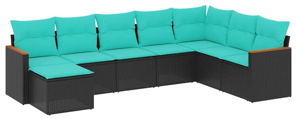 8dílná zahradní sedací souprava s polštáři černá polyratan 3226246