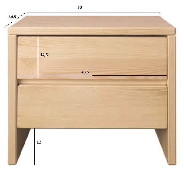 Drewmax SN122 noční stolek masiv borovice (Kvalitní borovicový noční stolek)