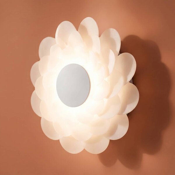 Lucande Nástěnné světlo Bloem, Ø 40 cm, bílé, 3stupňové stmívatelné, stmívatelný, Bílá / opál, Obývací pokoj / jídelna, Plast, Moderní