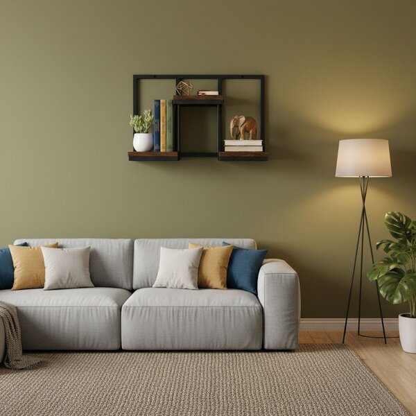 MODERNHOME Nástěnný stojan na květiny MELODY 30x48 cm hnědý/černý