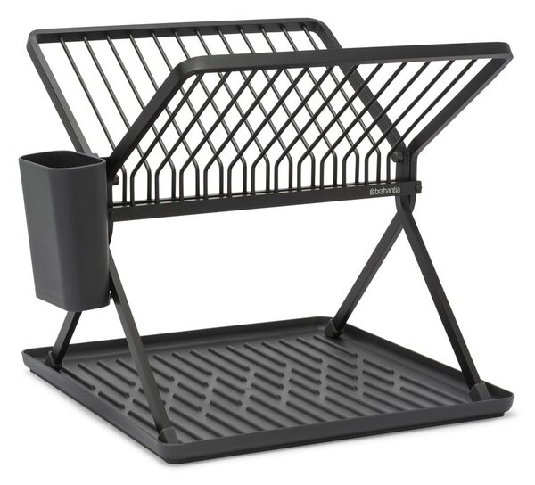Tmavě šedý kovový dvoupatrový odkapávač 37x33 cm – Brabantia