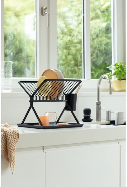Tmavě šedý kovový dvoupatrový odkapávač 37x33 cm – Brabantia
