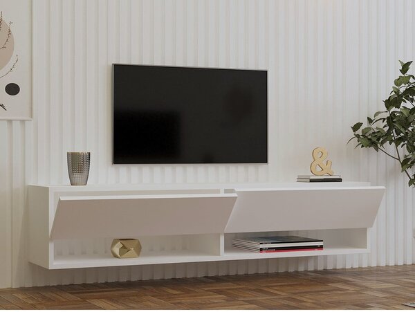 Bílý TV stolek 141x31x30 cm Arges – Kalune Design