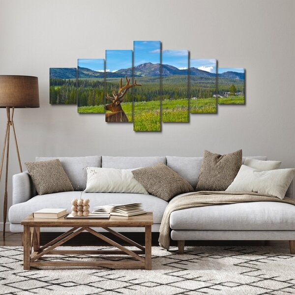 Obraz - Jelen v louce (210x100 cm)