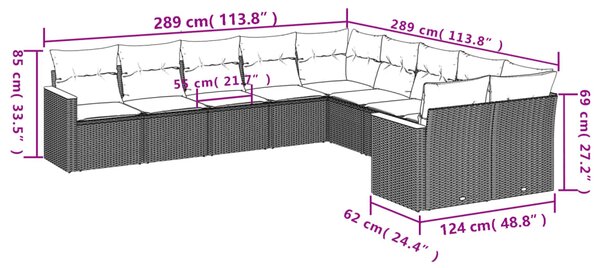 10dílná zahradní sedací souprava s poduškami černá polyratan 3226350
