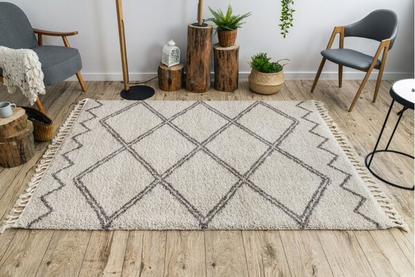 Dywany Łuszczów, Kusový koberec Berber Asila B5970 cream and brown, 80x150, béžová, obývací pokoj