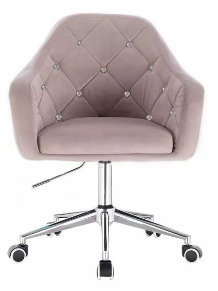 LuxuryForm DESIGN Křeslo ROMA VELUR na stříbrné podstavě s kolečky - světle šedé