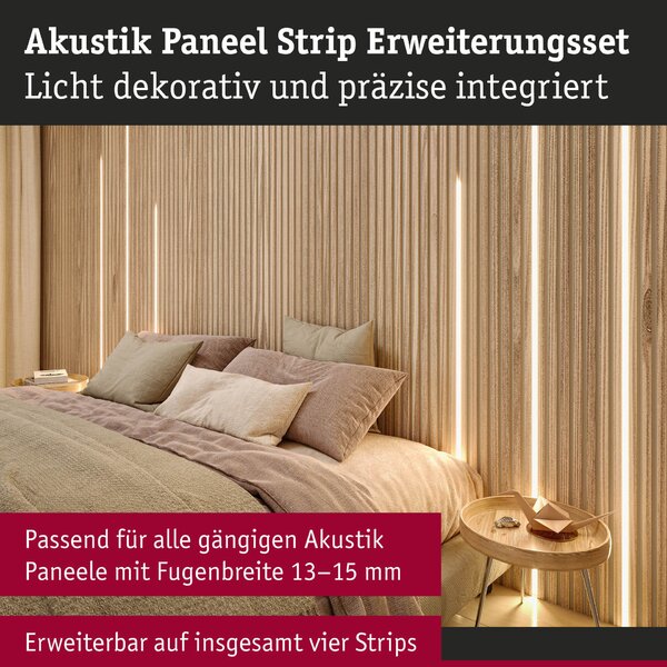 PAULMANN LED Strip Akustický Panel prodloužení 2,4m 3000K černá