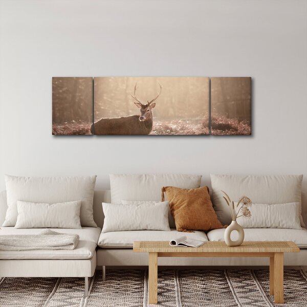 Obraz - Jelen v lese (170x50 cm)