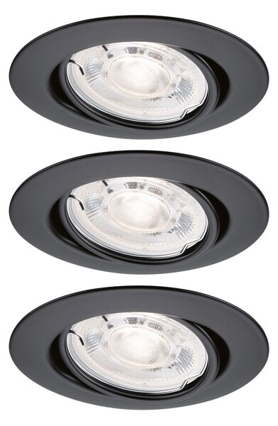 PAULMANN LED vestavné svítidlo Base GU10 Flat výklopné 3x4W 230V 2700K černá mat