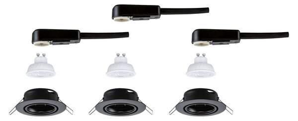 PAULMANN LED vestavné svítidlo Base GU10 Flat výklopné 3x4W 230V 2700K černá mat