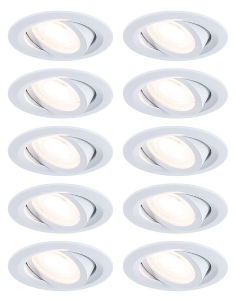 PAULMANN LED vestavné svítidlo FixedLED 10ks sada výklopné 25° 10x4,8W 230V 3000K bílá