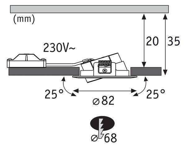 PAULMANN LED vestavné svítidlo FixedLED 10ks sada výklopné 25° 10x4,8W 230V 3000K bílá