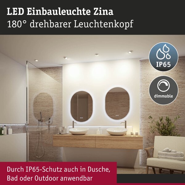 PAULMANN LED vestavné svítidlo Zina IP65 5W / 8W 230V stmívatelné 2700 - 4000K bílá mat