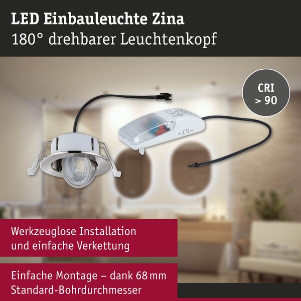 PAULMANN LED vestavné svítidlo Zina IP65 5W / 8W 230V stmívatelné 2700 - 4000K kov kartáčovaný