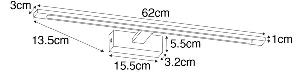 Nástěnné svítidlo mosazné 62 cm vč. LED IP44 - Jerre