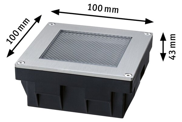 PAULMANN Solární LED zemní svítidlo Sorea soumrakový senzor IP67 hranaté 100x100mm 2200K 0,1W 5lm 3,7V kov kartáčovaný ABS/polykarbonát/ocel