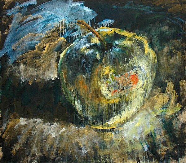Ručně malovaný obraz od Martin Fabián Rusek - "Jablko - Jonagold", rozměr: 140 x 120 cm