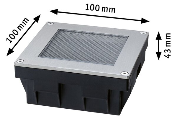 PAULMANN Solární LED zemní svítidlo Sorea soumrakový senzor IP67 hranaté 100x100mm 3000K 0,1W 6lm 3,7V kov kartáčovaný ABS/polykarbonát/ocel