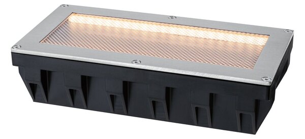 PAULMANN Solární LED zemní svítidlo Sorea soumrakový senzor IP67 hranaté 200x100mm 2200K 0,3W 3,7V kov kartáčovaný ABS/polykarbonát/ocel
