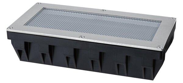 PAULMANN Solární LED zemní svítidlo Sorea soumrakový senzor IP67 hranaté 200x100mm 2200K 0,3W 3,7V kov kartáčovaný ABS/polykarbonát/ocel
