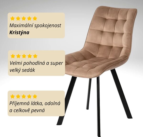 Vikio Jídelní židle čalouněná béžová látka samet AJZ130BE-S