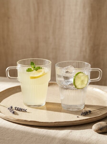 Sinsay - Rýhované skleněné hrnky 2 pack - clear