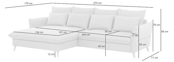ROHOVÁ SEDAČKA, textil, světle šedá Livetastic - Sedací soupravy, Online Only