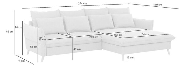 ROHOVÁ SEDAČKA, textil, světle šedá Livetastic - Sedací soupravy, Online Only