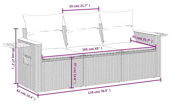 3dílná zahradní sedací souprava s poduškami béžová polyratan 3226597
