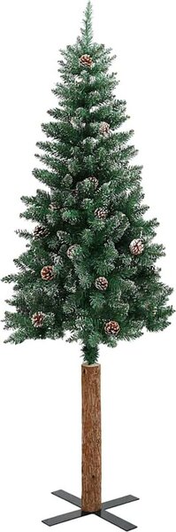 VidaXL Úzký vánoční stromeček, s 61 červenými míčky [3394886] Barva: Zelená a bílá, Velikost: 150 cm