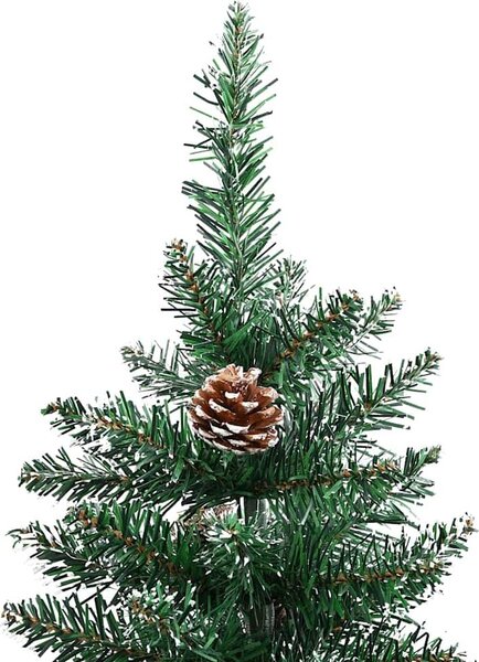 VidaXL Úzký vánoční stromeček, s 61 červenými míčky [3394886] Barva: Zelená a bílá, Velikost: 150 cm