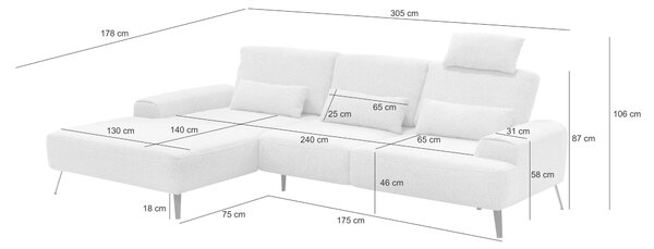 ROHOVÁ SEDAČKA, textil, světle šedá Livetastic - Sedací soupravy, Online Only