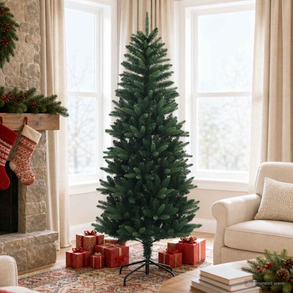 VidaXL Artificial Hinged Christmas Tree PE a PVC [345188] Barva: Zelená a bílá, Velikost: 150 cm