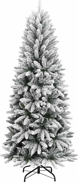 VidaXL Artificial Hinged Christmas Tree PE a PVC [345188] Barva: Zelená a bílá, Velikost: 150 cm