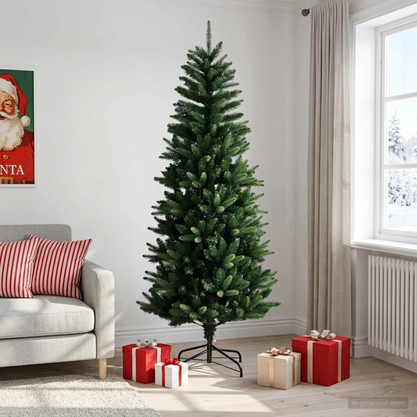 VidaXL Artificial Hinged Christmas Tree PE a PVC [345188] Barva: Zelená a bílá, Velikost: 150 cm