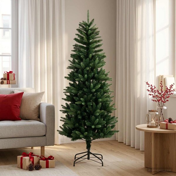 VidaXL Artificial Hinged Christmas Tree PE a PVC [345188] Barva: Zelená a bílá, Velikost: 150 cm