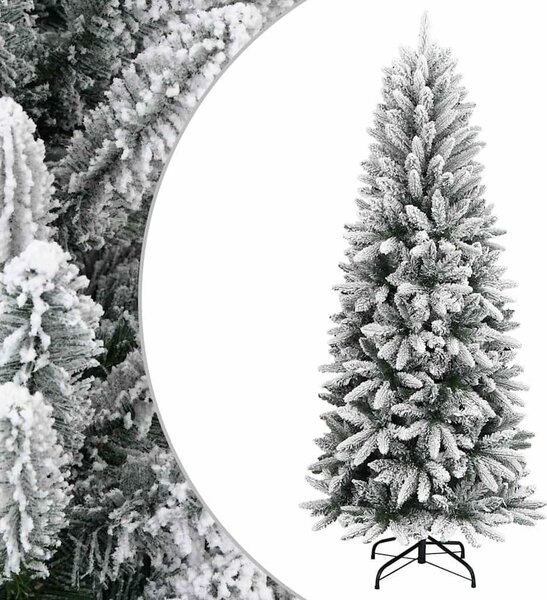 VidaXL Artificial Hinged Christmas Tree PE a PVC [345188] Barva: Zelená a bílá, Velikost: 150 cm
