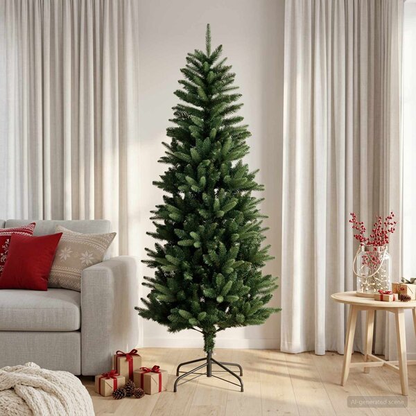 VidaXL Artificial Hinged Christmas Tree PE a PVC [345188] Barva: Zelená a bílá, Velikost: 150 cm