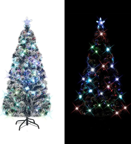 VidaXL Vánoční stromek s LED osvětlením optické vlákno [242426] Barva: Zelená a bílá, Velikost: 120 cm