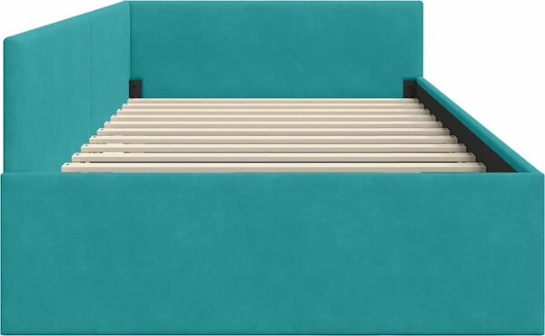 VidaXL Rohový rám postele samet, matrace zahrnuta ne [42016069] Barva: krémová, Velikost: 90 x 200 cm (rám 204 x 94 x 57 cm)