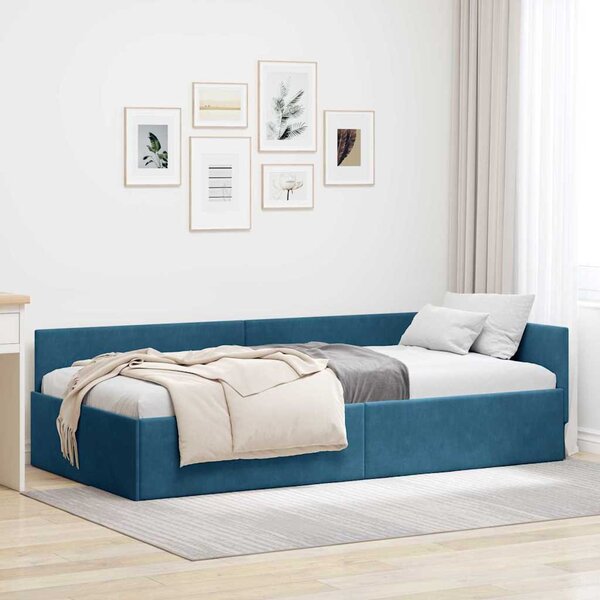 VidaXL Rohový rám postele samet, matrace zahrnuta ne [42016069] Barva: krémová, Velikost: 90 x 200 cm (rám 204 x 94 x 57 cm)
