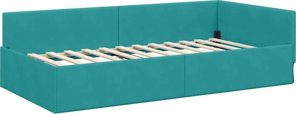 VidaXL Rohový rám postele samet, matrace zahrnuta ne [42016069] Barva: krémová, Velikost: 90 x 200 cm (rám 204 x 94 x 57 cm)