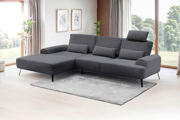 ROHOVÁ SEDAČKA, textil, tmavě šedá Livetastic - Sedací soupravy, Online Only